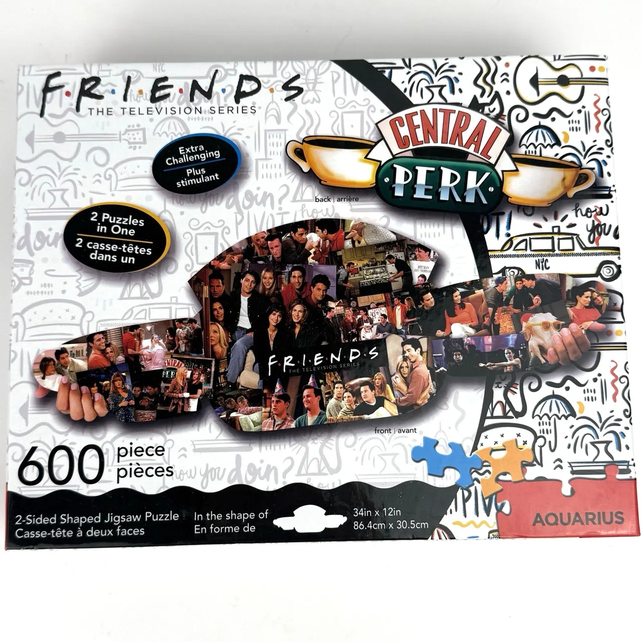 Aquarius Friends Central Perk Double‑Sided 600‑Piece Puzzle Sealed - Image 1