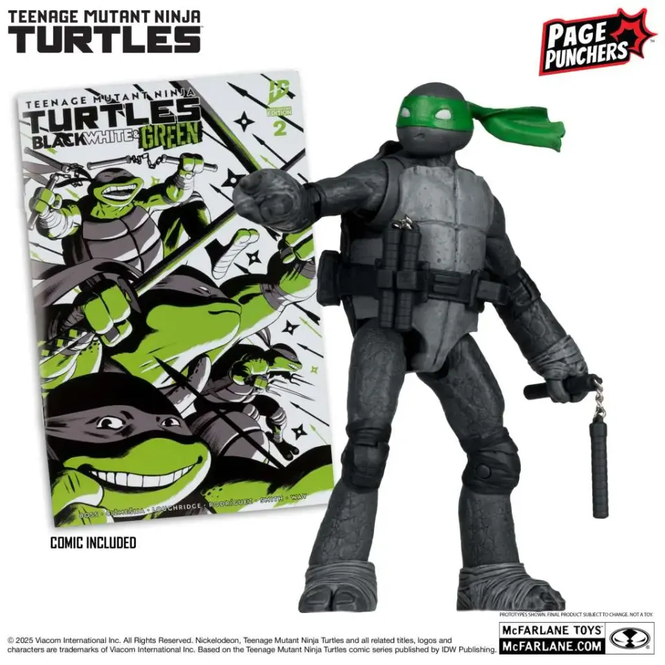 McFarlane Toys Michelangelo Black White Green Page Punchers 5" Figure - Image 3