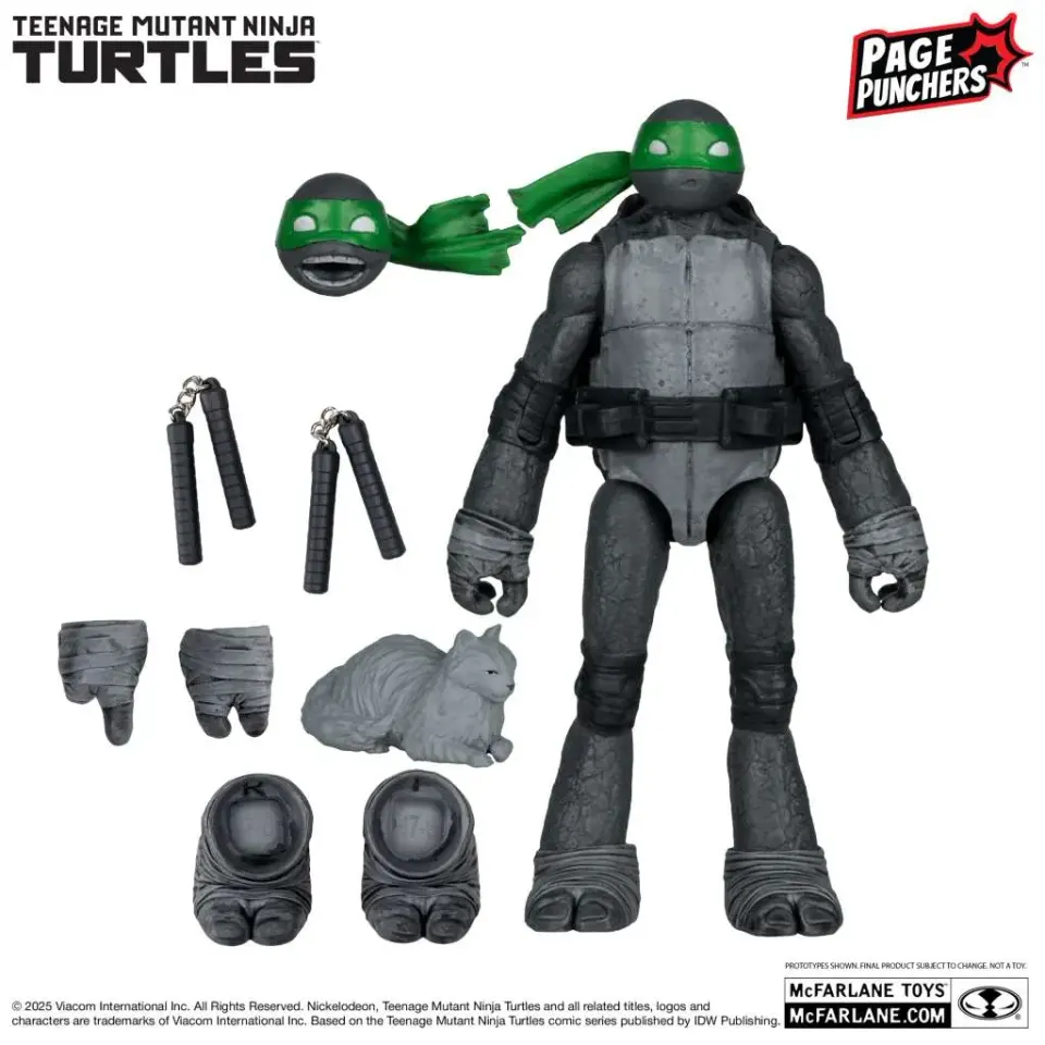 McFarlane Toys Michelangelo Black White Green Page Punchers 5" Figure - Image 1