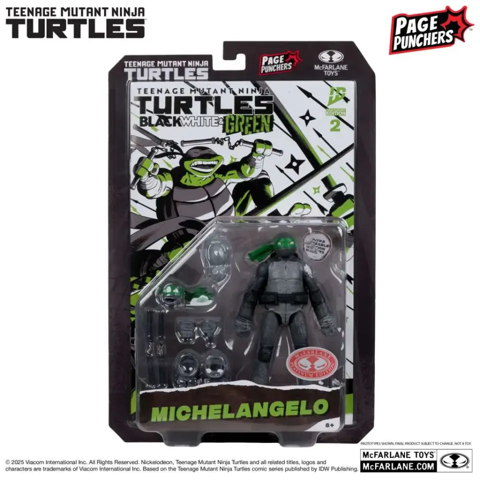 McFarlane Toys Michelangelo Black White Green Page Punchers 5" Figure - Image 4