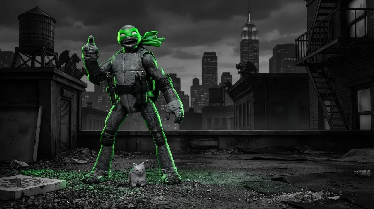 McFarlane Toys Michelangelo Black White Green Page Punchers 5" Figure - Image 5