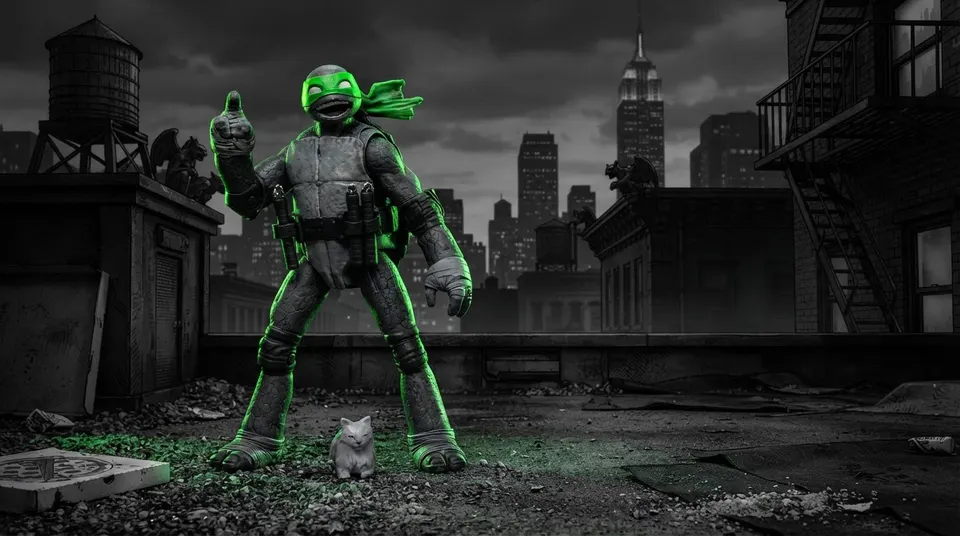 McFarlane Toys Michelangelo Black White Green Page Punchers 5" Figure