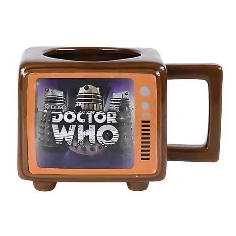 Boxed Mug Ceramic Gift Heat Change - Retro TV Shaped - Dr Who