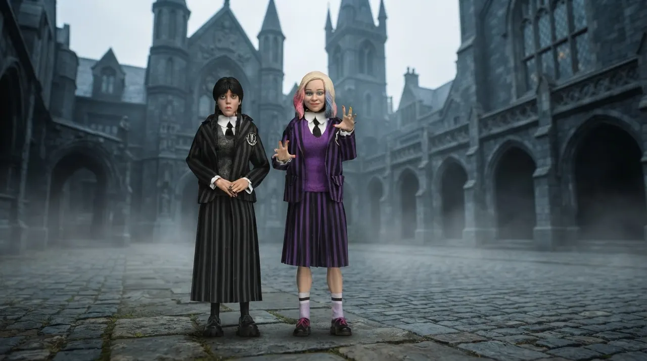 NECA Wednesday & Enid Sinclair Nevermore Uniform 20cm Clothed 2‑Pack - Image 14