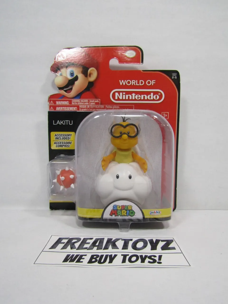 Jakks Pacific World of Nintendo 4" Lakitu Figure with Spike Ball - Image 6