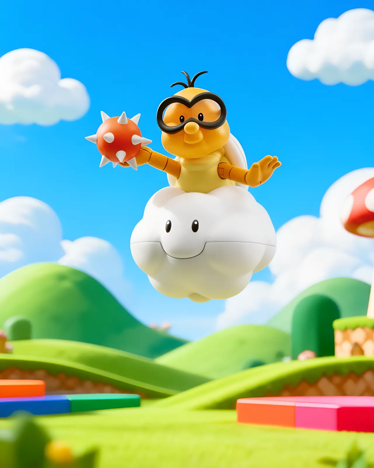 Jakks Pacific World of Nintendo 4" Lakitu Figure with Spike Ball - Image 8