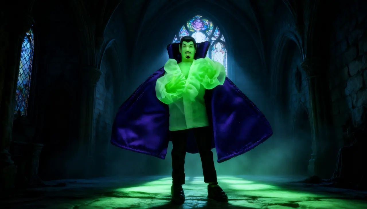 Mego Édition limitée 8" Dracula Lumière dans le Noir – Manteau violet - Image 10