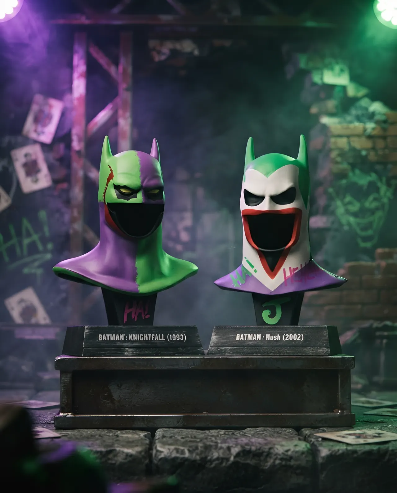 McFarlane Toys DC Direct Batman Knightfall & Hush 1:3 Cowl Replicas - Image 4