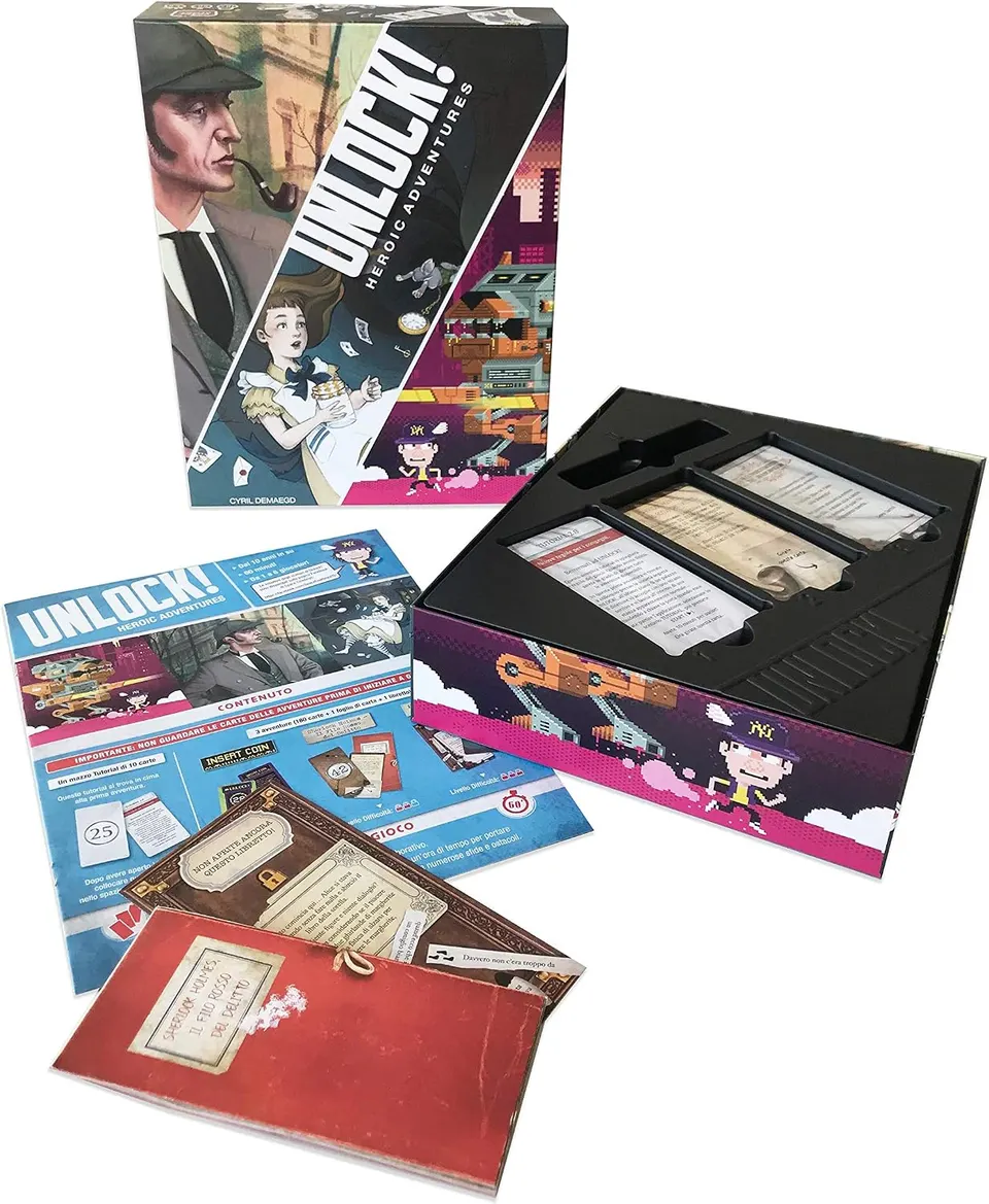 Asmodee Unlock! Heroic & Secret Adventures – Italian Board Game Bundle - Image 1