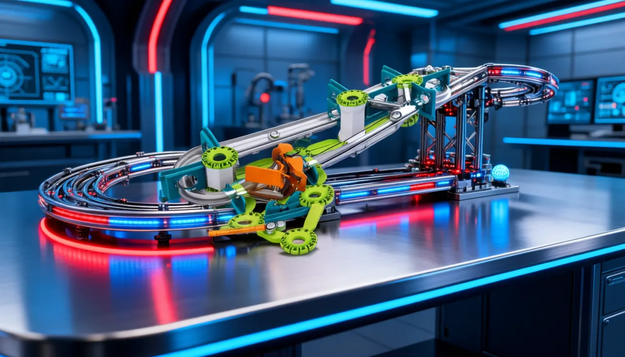 Geomag Mechanics Gravity Race Track 67-Piece Magnetic Construction Set - Image 3