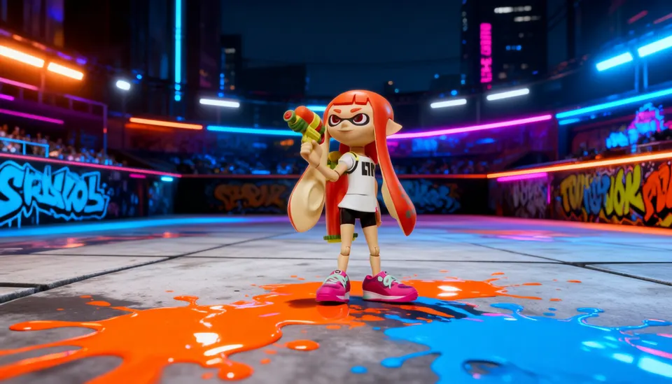 Nintendo Inkling Girl 4" World of Nintendo Figure with Blaster