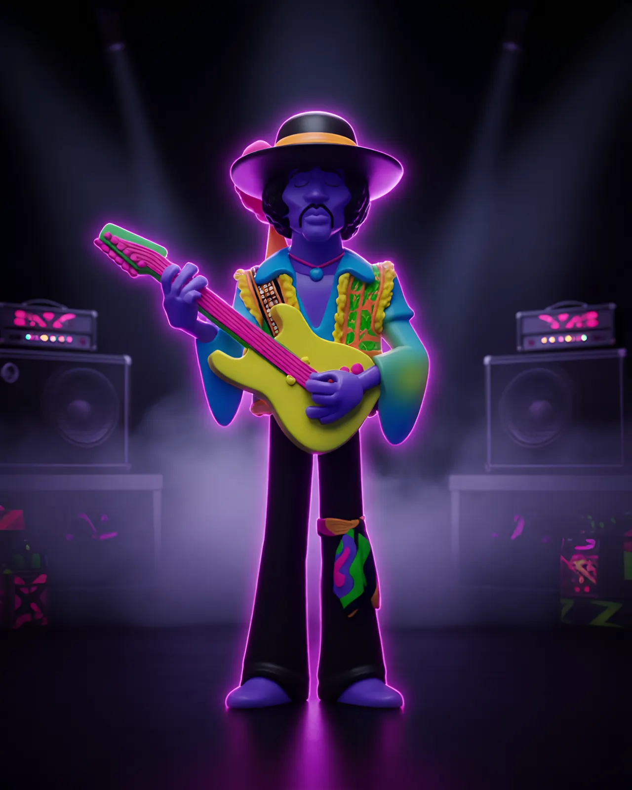 Funko Vinyl Gold Jimi Hendrix Blacklight 5" #70592 - Image 4