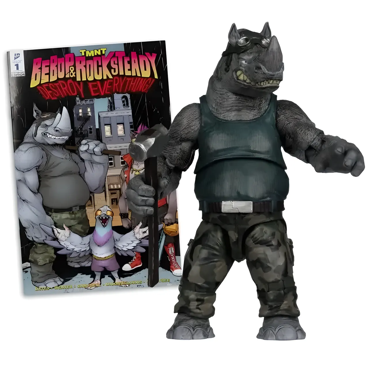 McFarlane Toys TMNT Page Punchers Rocksteady Action Figure with Comic - Image 4