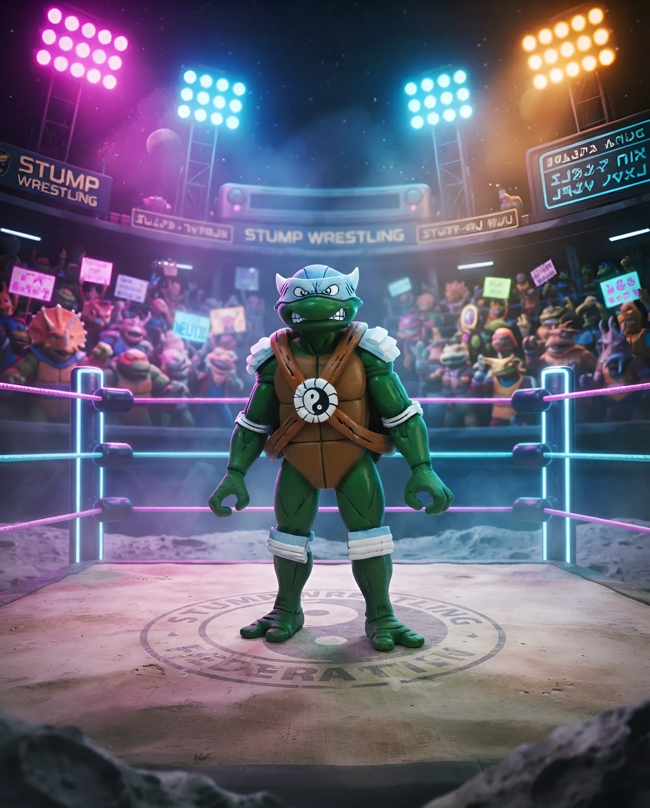 NECA Teenage Mutant Ninja Turtles Stump Wrestling 4‑Pack – Figuras de Acción de 7 pulgadas - Image 7