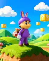 Jakks Pacific Super Mario Nabbit Action Figure with Base – 4" Collectible - Thumbnail 8