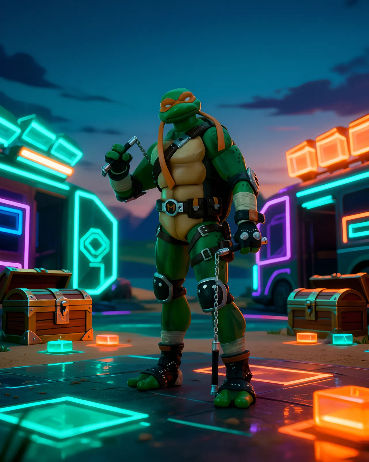 NECA Ultimate Michelangelo Action Figure - 7" TMNT Fortnite Crossover - Image 5