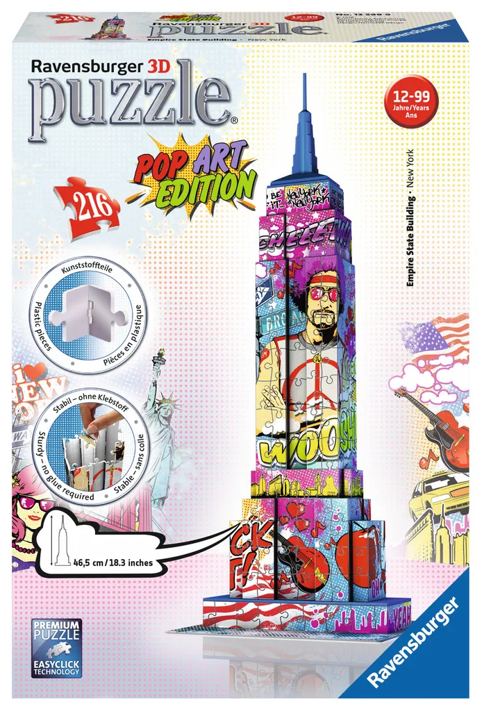 Clementoni 3D Empire State Building Pop Art Puzzle - 216 Pieces - Image 1